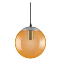 Светильник подвесной (люстра) 1*60Вт Е27 черный/золото/прозрачный шар d20