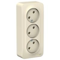 Бланка молочный розетка открытая 3-мест IP20 