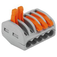 Клемма 5*4,0мм2 с рычажком серый Wago 222-415 40шт