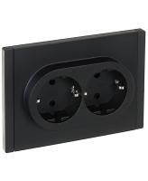 Фортепиано черный розетка скрытая 2-мест заземление шторки быстрозажим. клем. IP20 б/к