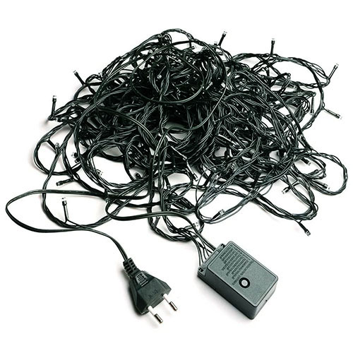 Гирлянда нить 5м белый 50свд с контроллером IP20 зеленый провод 8 режимов