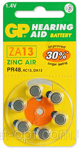 Батарейка дисковая ZA13 BL6 GP