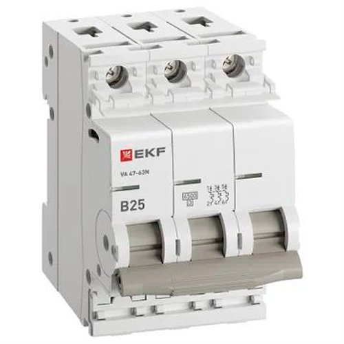 Автомат 3Р 25А B 4,5кА ВА47-63N EKF PROxima 