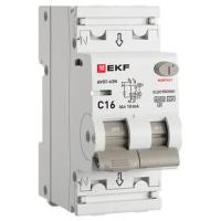 Дифавтомат 2Р 16А C тип A 10мА 6кА 2мод АВДТ-63N EKF PROxima