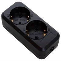 Колодка 2-мест 10А черный пластик заземление IP20 Крона 