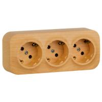 Кутео дерево Розетка открытая 3-мест заземление шторки IP20 