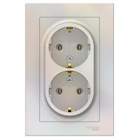 Атлас жемчуг розетка скрытая 2-мест заземление IP20 
