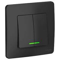 Бланка выключатель скрытая антрацит 2кл 10А с подсветкой IP20 