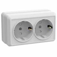 Октава белый розетка открытая 2-мест заземление шторки IP20