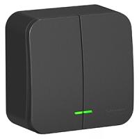 Бланка выключатель открытая антрацит 2кл 10А с подсветкой IP20 