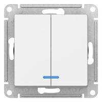 AtlasDesign белый выключатель 2кл с подсветкой скрытая 10А IP20 