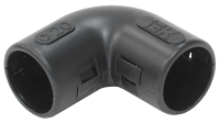 Поворот 90° 20мм IP40 разъемный черный пластик IEK 