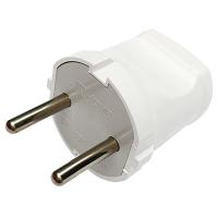 Вилка 10А прямая белый пластик IP20 IN HOME 4142