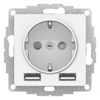 AtlasDesign белый розетка скрытая 1-мест заземление шторки USB IP20 