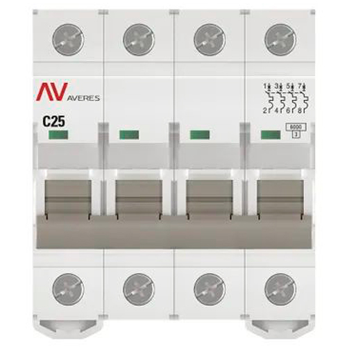 Автомат 4Р 25А C 6кА AV-6 EKF Averes