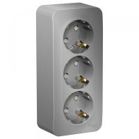 Бланка алюминий розетка открытая 3-мест заземление шторки IP20