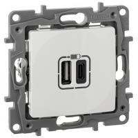 Этика белый Розетка USB A+C скрытая 2-ая 3000мА