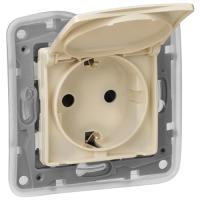 Этика слоновая кость розетка скрытая 1-мест с крышкой IP44 