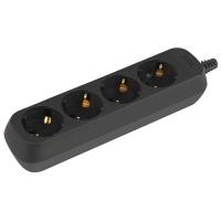 Колодка 4-мест 16А черный пластик заземление IP20 ЭРА