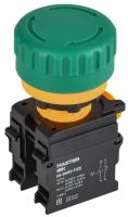 Кнопка "Грибок" поворот. с фикс. 1NO+1NC зелёная MASTER IEK