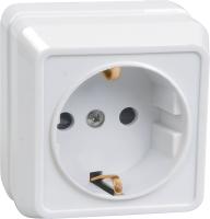 Октава белый розетка открытая 1-мест заземление IP20 