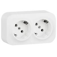 Кутео белый розетка открытая 2-мест заземление IP20 