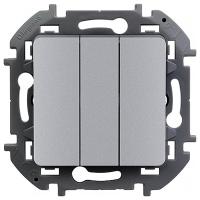 Инспириа алюминий выключатель 3кл скрытая 10А IP20 