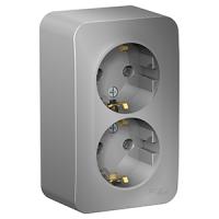 Бланка алюминий розетка открытая 2-мест заземление IP20 