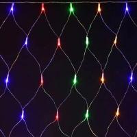 Гирлянда сеть 1,5*1,5м RGB 160свд с контроллером IP44 прозрачный провод 8реж