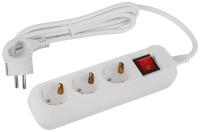 Удлинитель 3-мест 1,5м ПВС 3*1 белый выкл ЭРА  Greenline