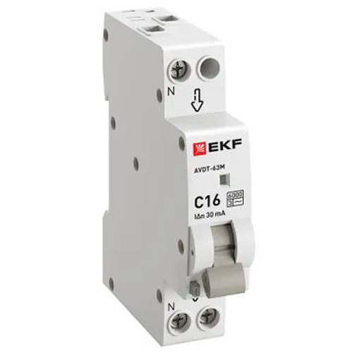 Дифавтомат 2Р 16А C тип AC 30мА 6кА 1мод АВДТ-63М EKF
