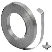 Лента бандажная ЛМ-50 1м нерж. со скрепой TDM