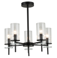 Светильник потолочный (люстра) 5*40Вт Е14 черный/прозрачный классика