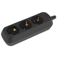 Колодка 3-мест 10А черный пластик заземление IP20 ЭРА