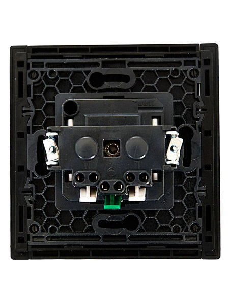 Фортепиано черный механизм розетки скрытая 1-мест заземление IP20 