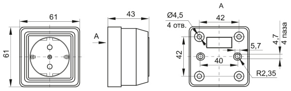 Октава сосна розетка открытая 1-мест заземление IP20 