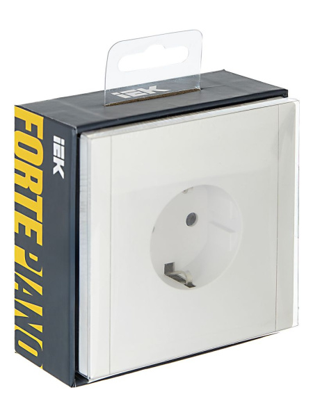 Фортепиано белый розетка скрытая 1-мест заземление IP20 