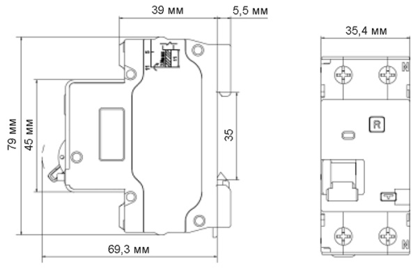 Дифавтомат 2Р 40А C тип AC 30мА 6кА 2мод ДИФ-103 DEKraft