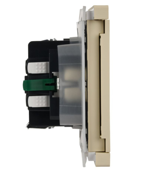 Фортепиано ваниль розетка скрытая 1-мест заземление с крышкой шторки IP44 