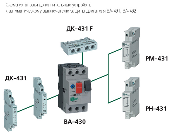 Автомат защиты двигателя 1,6-2,5А ВА-431 DEKraft