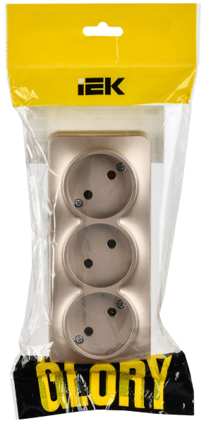 Глори шампань розетка открытая 3-мест IP20 