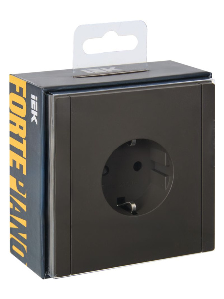 Фортепиано серый розетка скрытая 1-мест заземление шторки IP20 винтовое крепление