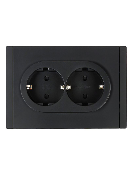 Фортепиано черный розетка скрытая 2-мест заземление шторки быстрозажим. клем. IP20 б/к