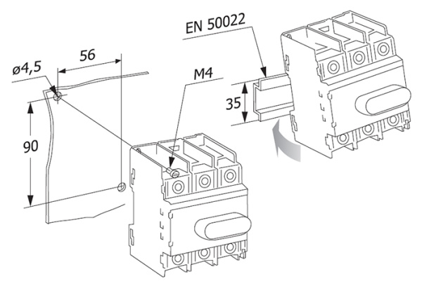 Рубильник 63A 3P c рукояткой управления для прямой установки TwinBlock EKF
