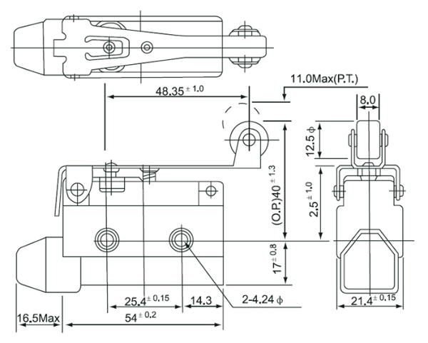 Переключатель концевой рычаг с роликом IP40 МП-7121 IEK