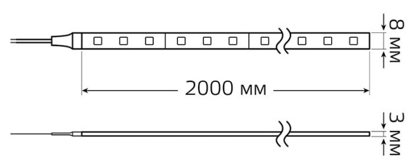 Лента свд 12В 8Вт/м 60свд/м 3000К 900лм/м 5050 IP20 Gauss 2м