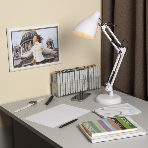 Светильник настольный 40Вт Е27 серый подставка ЭРА