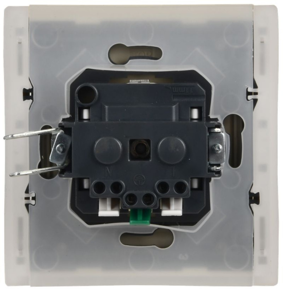 Фортепиано ваниль розетка скрытая 1-мест заземление с крышкой шторки IP44 