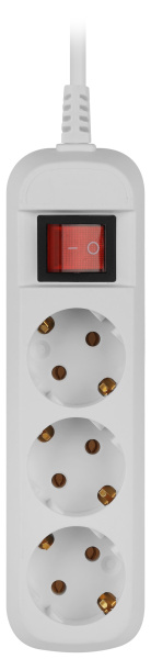 Удлинитель 3-мест 5м ПВС 3*0,75 белый выкл ЭРА  Greenline