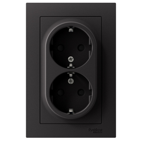 AtlasDesign карбон розетка скрытая 2-мест заземление шторки IP20 